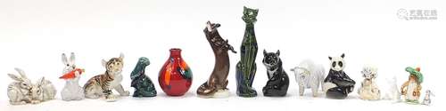 Collectable China animals, figures and vases including Russi...