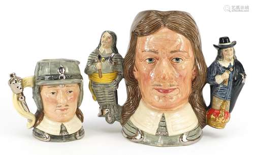 Two Royal Doulton Oliver Cromwell character jugs including o...