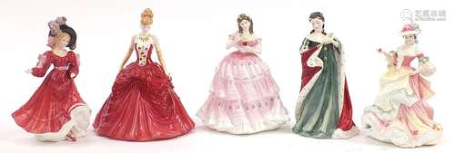 Five Royal Doulton figurines comprising Elizabeth HN5154, Re...