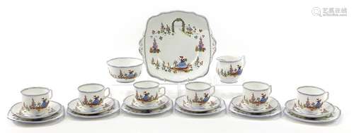 Royal Albert Dainty Dinah six place tea service with milk ju...