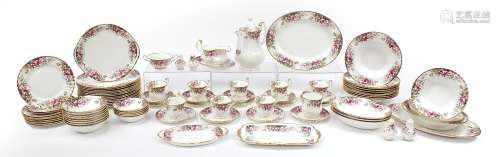 Royal Albert Autumn Roses dinner and teaware including coffe...