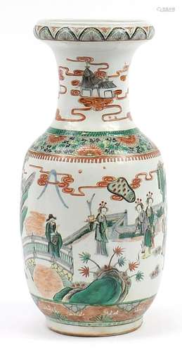 Chinese porcelain vase hand painted in the famille verte pal...