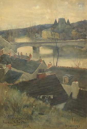 Gordon Grant Smith 1889 - Estuary scene with buildings, indi...