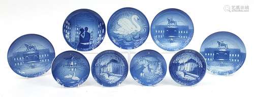 Nine Royal Copenhagen Christmas and Special Day plates, the ...