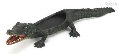 Cold painted bronze crocodile in the style of Franz Xaver Be...