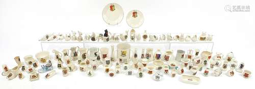 Collection of crested china, some Goss including three handl...