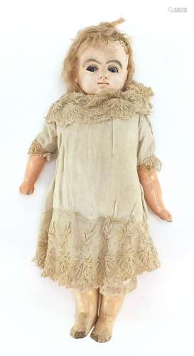Antique composite doll with jointed limbs, 40cm high