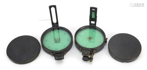 Two Troughton & Simms surveyors compasses, the largest 8...
