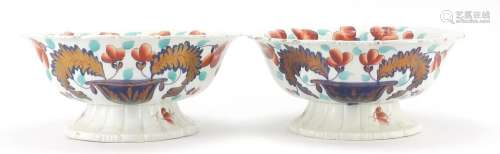Pair of Victorian ironstone centre bowls decorated with flow...