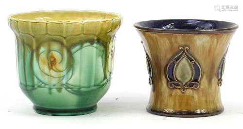 Minton Secessionist jardiniere and a Royal Doulton example, ...