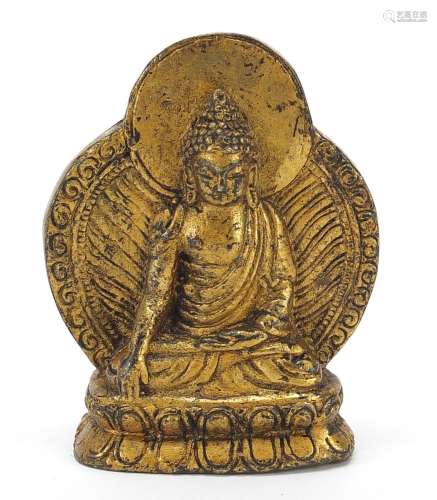 Chino Tibetan gilt bronze figure of Buddha, 6.5cm high