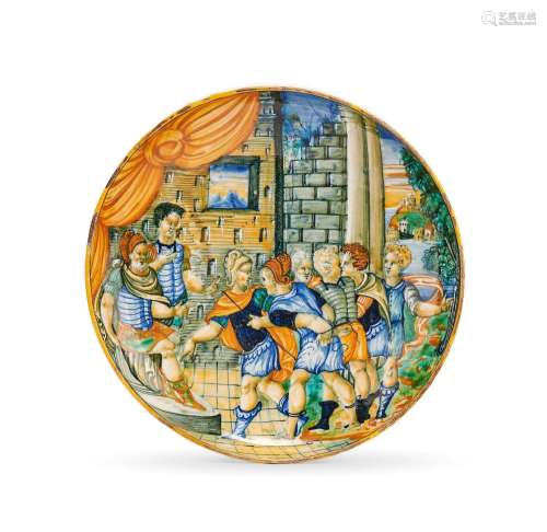 【*】A Pesaro maiolica istoriato tazza, circa 1540