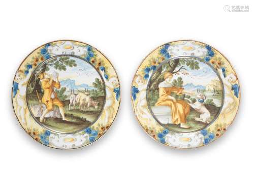 Two small Castelli maiolica plates, first half 18th century