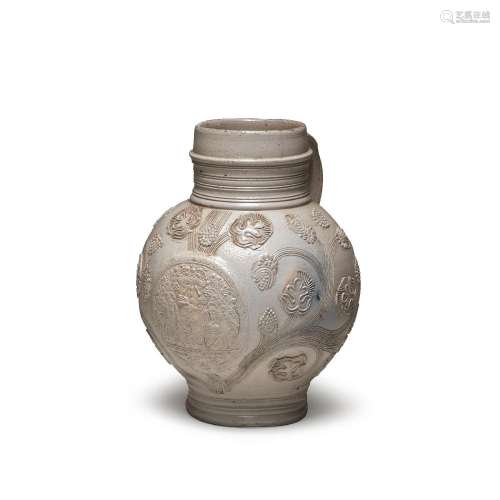 A Westerwald stoneware jug (Kugelbauchkrug) depicting King W...