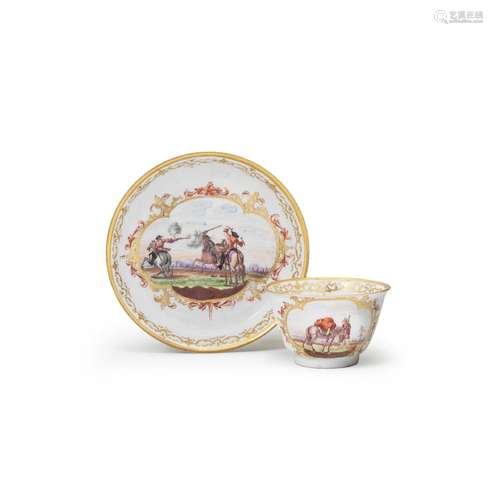 A Meissen teabowl and saucer, circa 1723