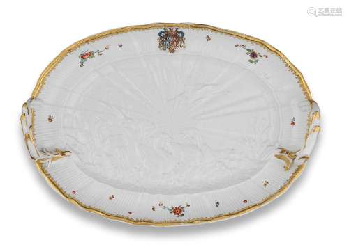 A Meissen large two-handled oval dish from the Swan Service,...