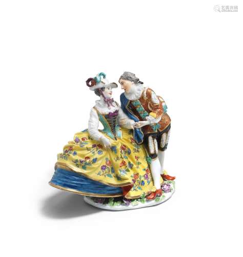 A Meissen group of 'Spanish Lovers', circa 1745-50
