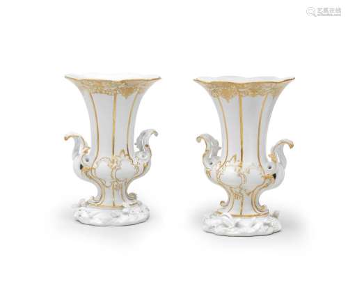 A pair of rare Meissen vases after the Duplessis model, circ...