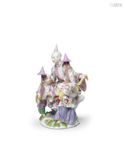 A Meissen Chinoiserie group of a family, mid 18th century