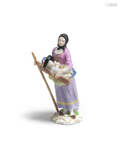 A rare Meissen 'Cris de Paris' figure of a Savoyarde woman w...