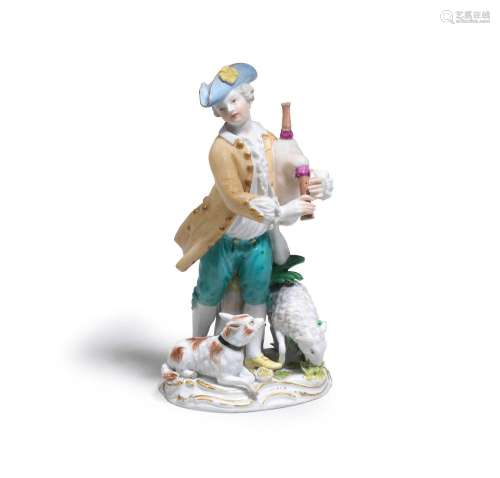 A Meissen figure of a bagpipe player, late 18th century