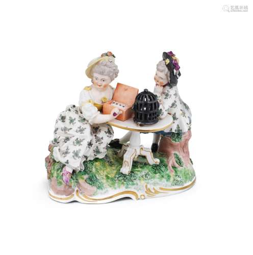 【*】A Frankenthal group of a boy and girl at table, circa 176...