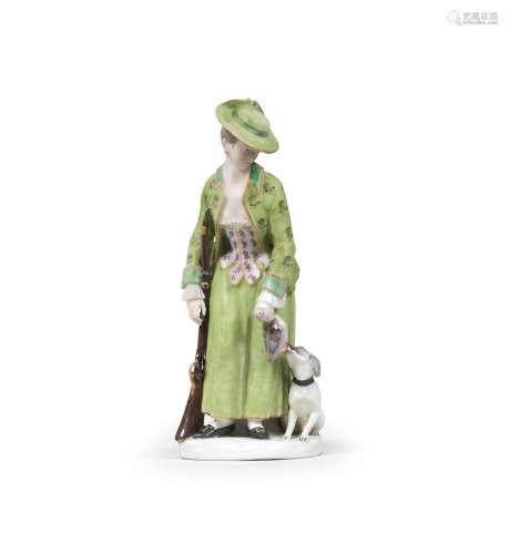 【*】A Zurich porcelain figure of a huntress allegorical of 'A...