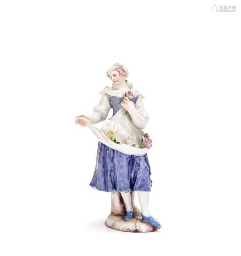【*】A Doccia figure of a flower seller, circa 1760-70
