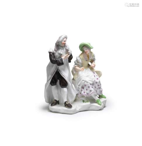 【*】A very rare Capodimonte group of a courting couple (Il Co...