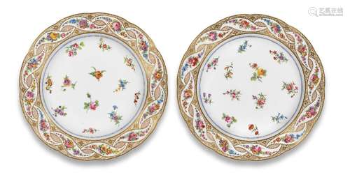 A pair of Sèvres soup plates (assiette à potage) with the 'p...