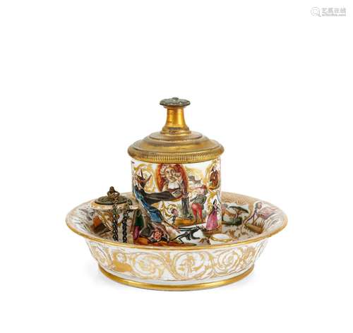 【*】A tobacco pot and pipe holder, of legal interest, circa 1...