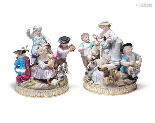 Two Meissen groups of children, late 19th century