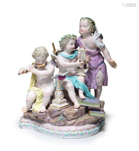 A Meissen group emblematic of Music, late 19th century