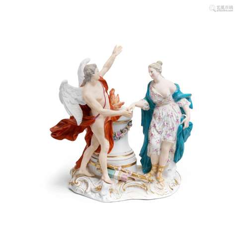 【*】A Meissen group allegorical of marriage, possibly outside...