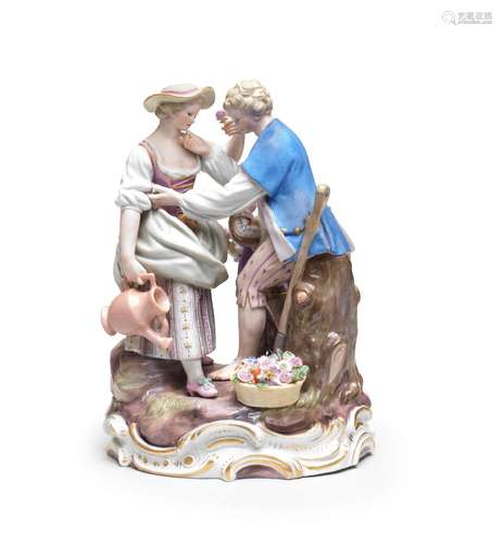 A Meissen group of gardeners, late 19th century