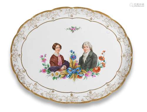 An unusual large Meissen oval tray, mid 19th century