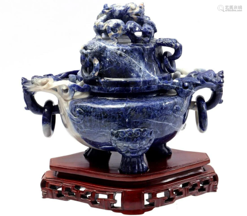 Lapis lazuli incense pot