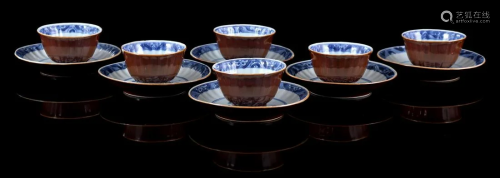6 porcelain capuchin bowls with dishes