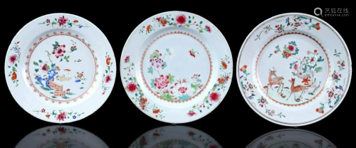 3 Famille Rose porcelain dishes