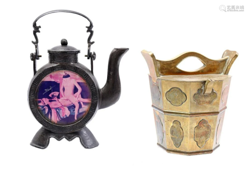 Metal teapot and brass teapot