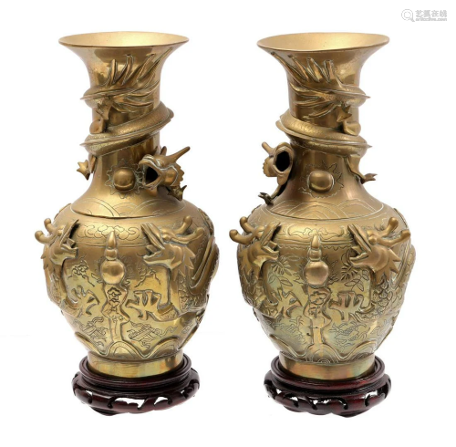 2 brass vases
