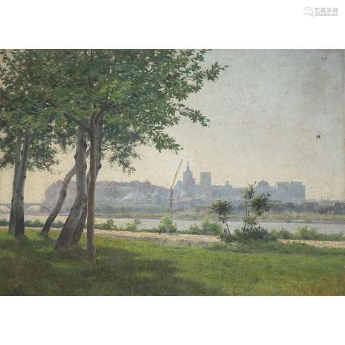 LOUIS-LINA BILL (1855-1939)VUE D'AVIGNON DEPUIS L'ÎLE DE LA ...