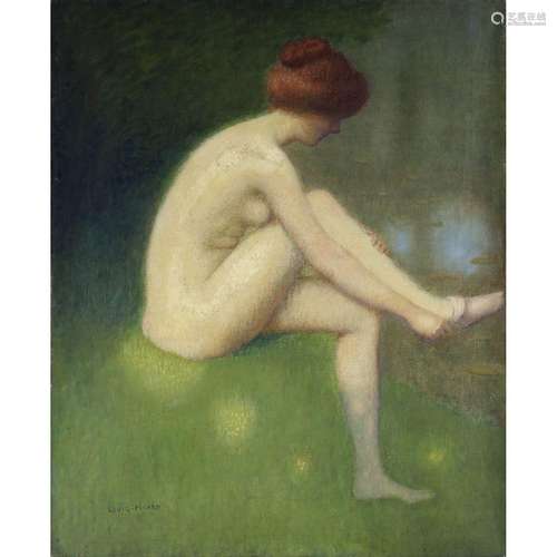 LOUIS PICARD (1861-1940)NU FÉMININ ASSISHuile sur toile Sign...