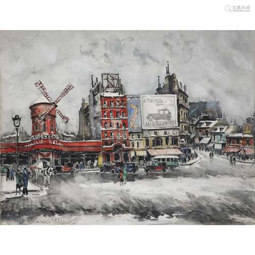 FRANK-WILL (1900-1951)LE MOULIN ROUGEAquarelle et réhauts de...