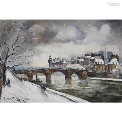 FRANK-WILL (1900-1950)LE PONT-NEUF SOUS LA NEIGEHuile sur to...