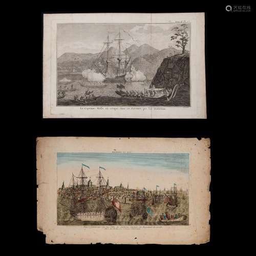 Two valuable engravings depicting a view of Stockholm and th...