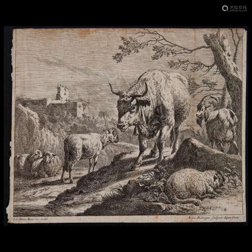 Johann Elias Ridinger (Ulm 1698 - Augsburg 1767), The Bull w...