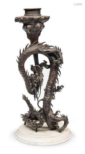 A LARGE BRONZE CENSER IN THE SHAPE OF DRAGON, JAPAN LATE 19T...