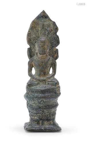 A BRONZE SCULPTURE DEPICTING BUDDHA, CAMBODIA 20TH CENTURY