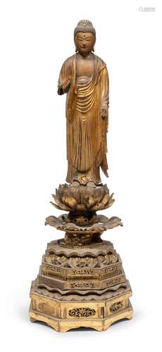 A LACQUER-AND-GILT DEPICTION OF AMIDA NYORAI, JAPAN, EDO PER...